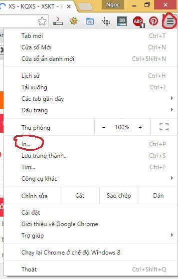 Mở bảng in Mở bảng in